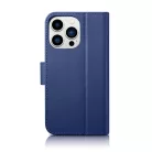 iCarer Wallet Case 2in1 Bőr Fliptok iPhone 14 Pro Max Anti-RFID Kék tok
