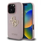 iPhone 16 Pro Pink Guess PU Grained 4G Metal Logo tok