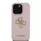 iPhone 16 Pro Pink Guess PU Grained 4G Metal Logo tok
