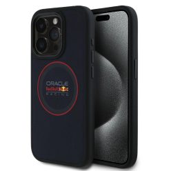   Red Bull PU bőr vörös gyűrűs MagSafe tok iPhone 15 Pro Max-hoz, sötétkék