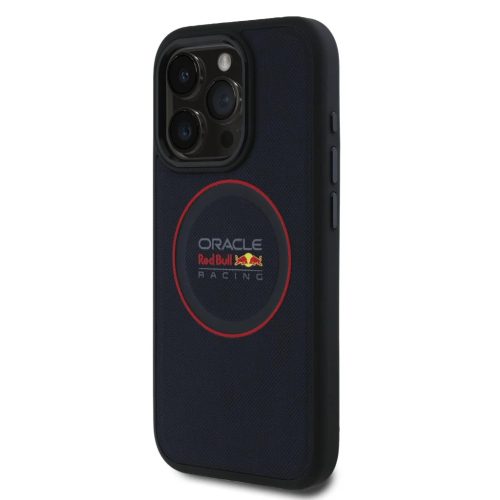 Red Bull PU bőr vörös gyűrűs MagSafe tok iPhone 15 Pro Max-hoz, sötétkék