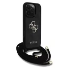 iPhone 16 Pro Fekete Guess PU 4G Metal Logo Crossbody Pántos tok