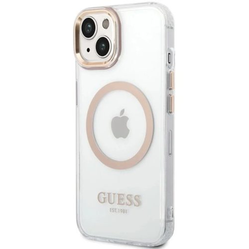 Guess Metal Outline MagSafe iPhone 15 Plus / 14 Plus tok - arany