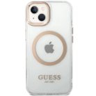 Guess Metal Outline MagSafe iPhone 15 Plus / 14 Plus tok - arany