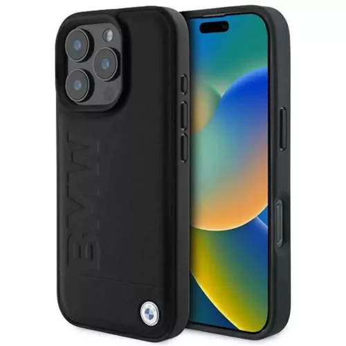 Apple iPhone 16 Pro Fekete BMW Leather Hot Stamp fliptok