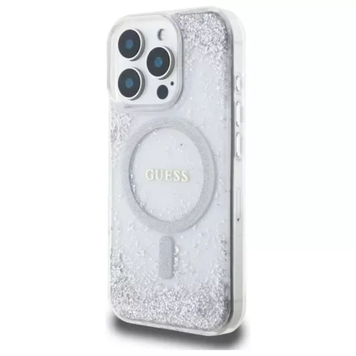 iPhone 16 Pro Ezüst Guess Resin Gradient Glitter MagSafe tok