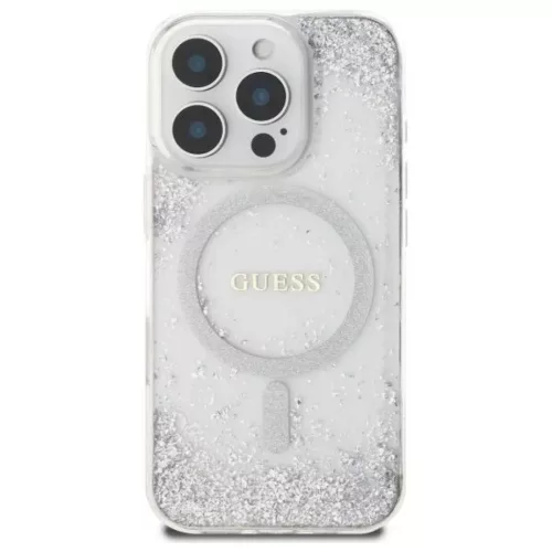 iPhone 16 Pro Ezüst Guess Resin Gradient Glitter MagSafe tok
