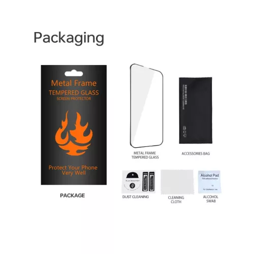 Samsung Galaxy S25 Plus edzett üvegfólia fém kerettel fekete keret