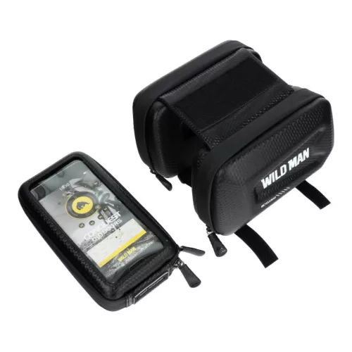WILDMAN kerékpárvázra szerelhető utazótáska cipzárral E6S 1,2L (4"-7") fekete