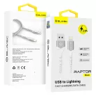 Blavec Cable Raptor fonott - USB Lightning kábel - 2,4A 0,5 méter (CRA-UL24WS05) fehér-ezüst