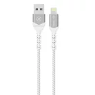 Blavec Cable Raptor fonott - USB Lightning kábel - 2,4A 0,5 méter (CRA-UL24WS05) fehér-ezüst