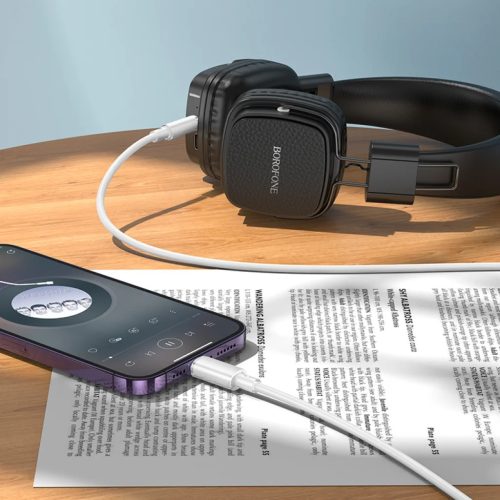 Borofone Kábel BL21 Lemon - Lightning - jack 3,5mm - 1 méter fehér