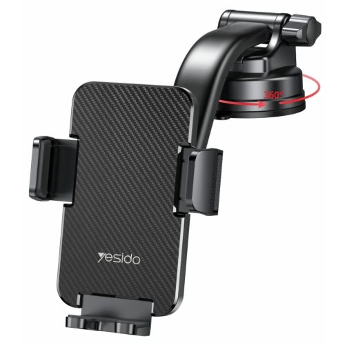 Szélvédőre és műszerfalra való Yesido C172 autós telefontartó, 360 fokban forgatható - Fekete