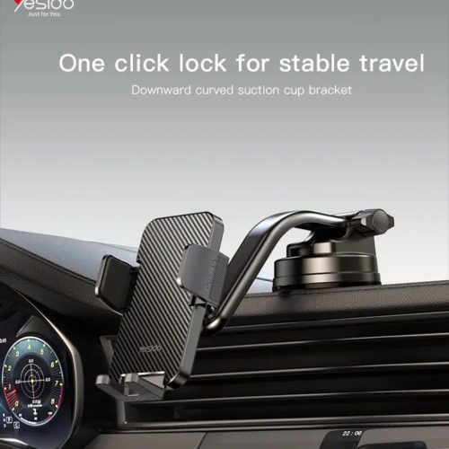 Szélvédőre és műszerfalra való Yesido C172 autós telefontartó, 360 fokban forgatható - Fekete