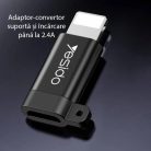 Yesido - OTG Adapter (GS05) - Lightning Micro USB-re, Plug & Play, 480Mbps - Fekete