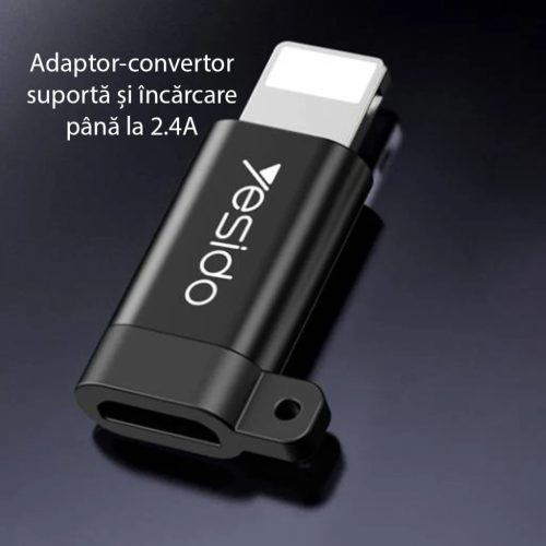 Yesido - OTG Adapter (GS05) - Lightning Micro USB-re, Plug & Play, 480Mbps - Fekete
