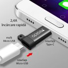 Yesido - OTG Adapter (GS04) - Micro-USB to Type-C, Plug & Play, 480Mbps - Fekete