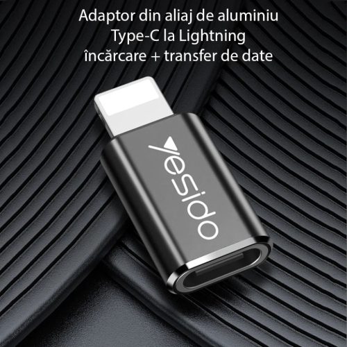 Yesido - Lightning to Type-C OTG Adapter (GS03), Plug & Play, 480Mbps - Fekete
