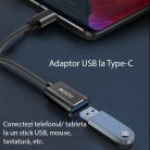 OTG Kábel Adapter (GS01) Type-C - USB 2.0, Plug & Play - Fekete Yesido
