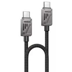   Yesido - Adatkábel (CA196) - Type-C to Type-C, Gyors töltés, 480Mbps, PD60W, CarPlay kompatibilis, cink ötvözet, 1.2m - Fekete