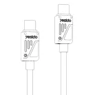 Yesido - Adatkábel (CA196) - Type-C to Type-C, Gyors töltés, 480Mbps, PD60W, CarPlay kompatibilis, cink ötvözet, 1.2m - Fekete
