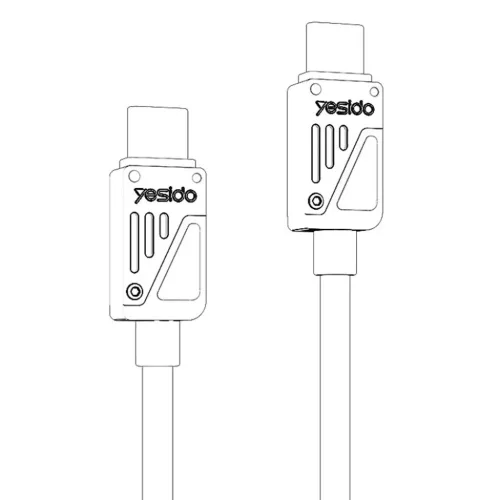 Yesido - Adatkábel (CA196) - Type-C to Type-C, Gyors töltés, 480Mbps, PD60W, CarPlay kompatibilis, cink ötvözet, 1.2m - Fekete