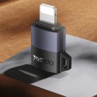 Micro-USB to Lightning Szürke Yesido OTG Adapter (GS30), 480Mpb/s, Alumínium ötvözet, 12W