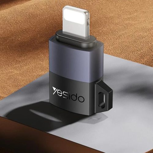 Micro-USB to Lightning Szürke Yesido OTG Adapter (GS30), 480Mpb/s, Alumínium ötvözet, 12W