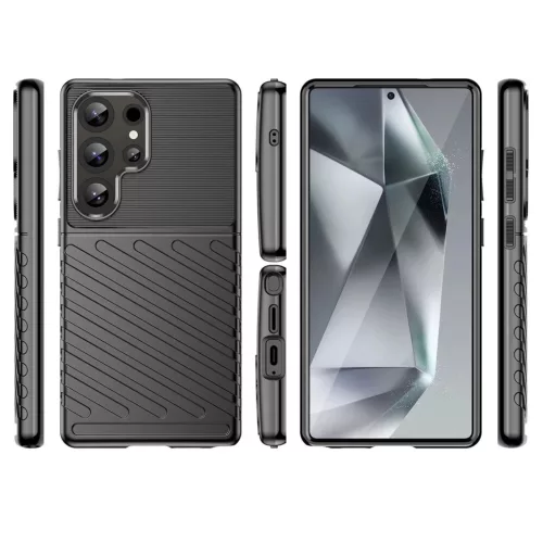 Samsung Galaxy S25 Ultra tok Thunder Case szilikon páncélozott - fekete