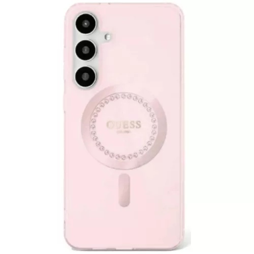 GUESS tok Samsung Galaxy S25 Ultra GUHMS25LPFTDTEP (Mágneses IML strasszkövek) rózsaszín tok
