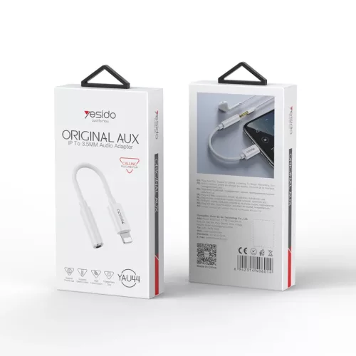 Yesido Adapter YAU44 Audio - Lightning - jack 3,5mm - fehér