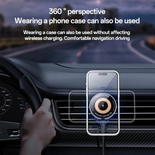 Yesido mágneses autós telefontartó C308 indukciós 15W levegő befúvóra fekete