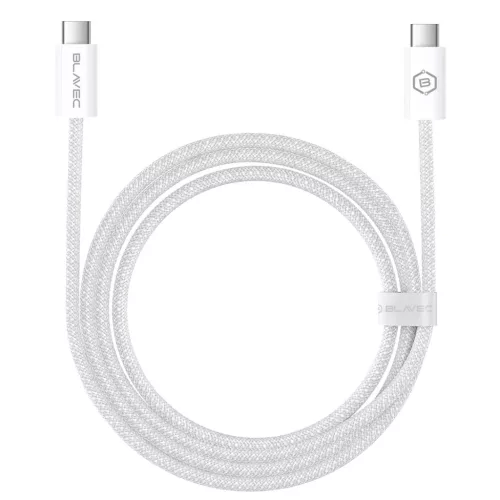 Blavec Cable Candy fonott - Type C to Type C - PD 60W 3A 1 méter (CCA-CC3W10) fehér