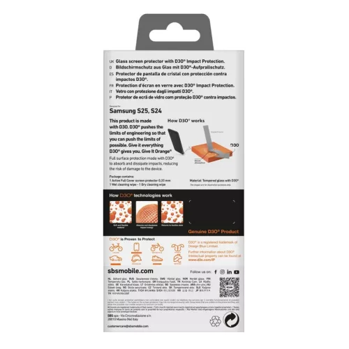 SBS edzett üveg D3O kerettel Samsung Galaxy S25+/S24+ üvegfólia