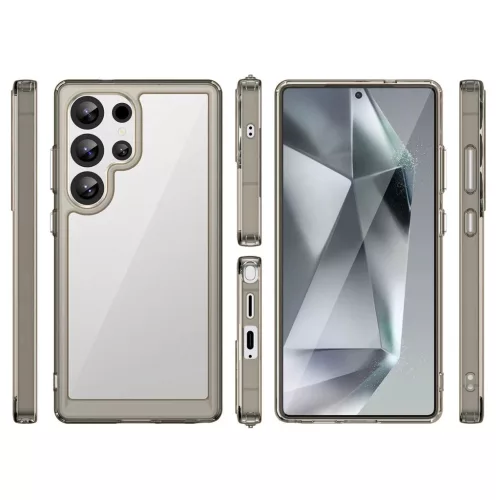 Outer Space Case szilikon tok zselés kerettel Samsung Galaxy S25 Ultra - átlátszó-fekete tok
