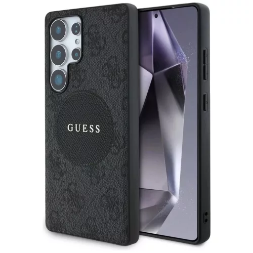 Guess 4G Kerek Folt Klasszikus Logós MagSafe tok Samsung Galaxy S25 Ultra fekete tok