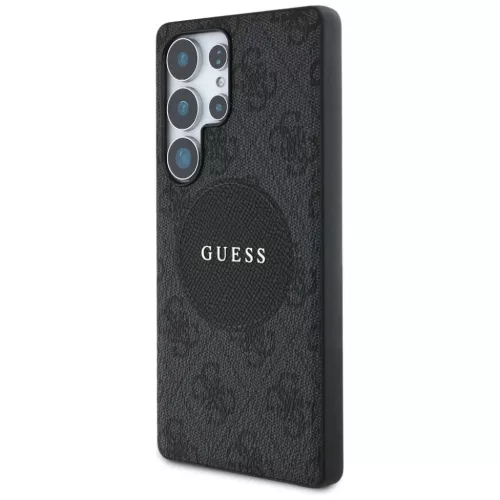 Guess 4G Kerek Folt Klasszikus Logós MagSafe tok Samsung Galaxy S25 Ultra fekete tok