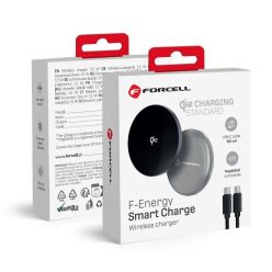   FORCELL F-ENERGY Smart Charge Qi2 15W vezeték nélküli töltő 150 cm-es lecsatolható kábellel, MagSafe kompatibilis ezüst