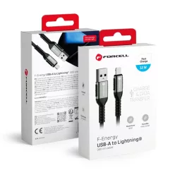   FORCELL F-ENERGY C257 kábel USB A - Lightning 2,4A 12W Cafule 3 m fekete,