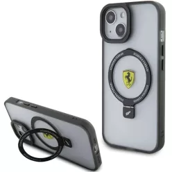   Ferrari FEHMP15SUSCAK iPhone 15 6.1" fekete/fekete keménytok Ring Stand 2023 Gyűjtemény MagSafe tok