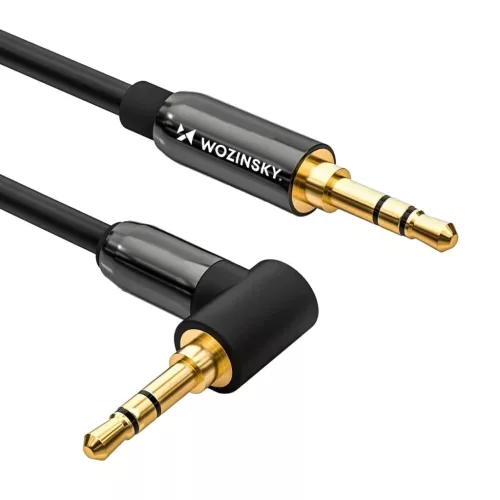Wozinsky derékszögű AUX kábel (férfi-férfi) mini jack kábel 1.5 m fekete