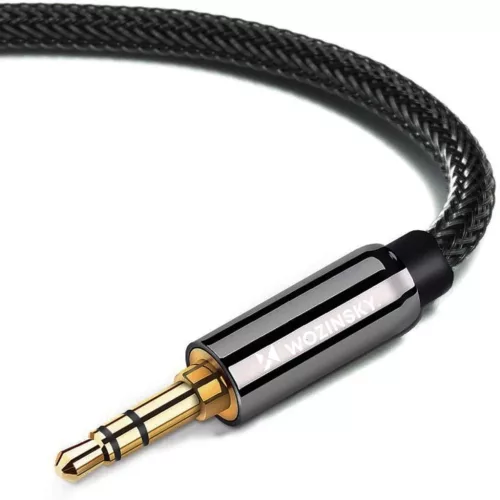 Wozinsky derékszögű AUX kábel (férfi-férfi) mini jack kábel 1.5 m fekete