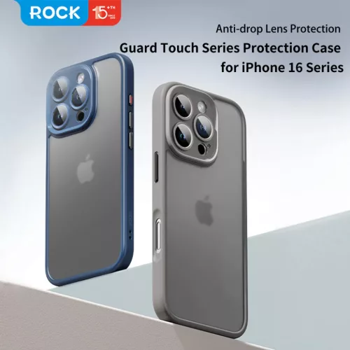 Rock Guard Touch Matte sorozatú tok iPhone 16 Pro-hoz, kék
