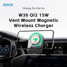 Rock mágneses autós tartó W36 Qi2 indukciós légkimeneti fekete,