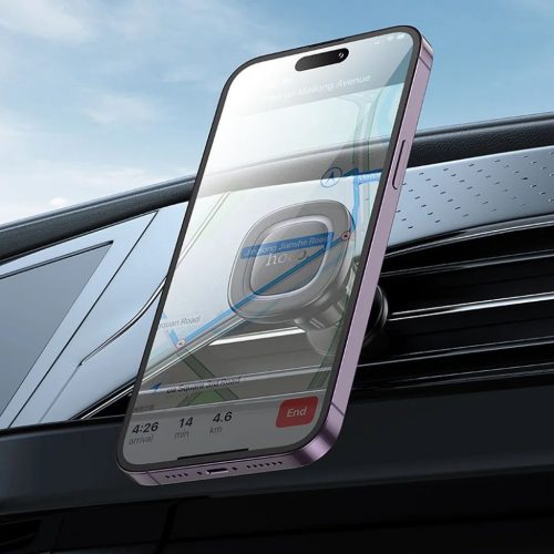 HOCO mágneses autós telefontartó légbefúvóra H72 fekete fém szürke