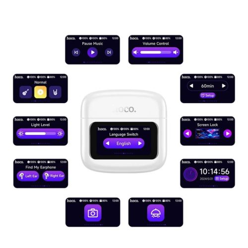 HOCO vezeték nélküli fülhallgató bluetooth érintőképernyővel TWS EQ14 fehér