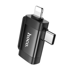   HOCO adapter OTG 2in1 Type C (férfi) / Lightning (férfi) USB A (női) UA31F fekete