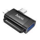 HOCO adapter OTG 2in1 Type C (férfi) / Lightning (férfi) USB A (női) UA31F fekete