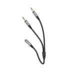 HOCO kábel AUX 2 az 1-ben 3,5 mm jack (női) 2 x 3,5 mm jack (férfi) UPA21 0,25 m fém szürke