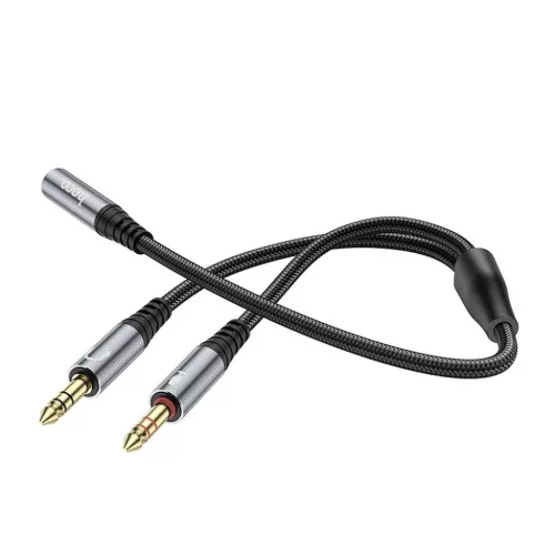 HOCO kábel AUX 2 az 1-ben 3,5 mm jack (női) 2 x 3,5 mm jack (férfi) UPA21 0,25 m fém szürke